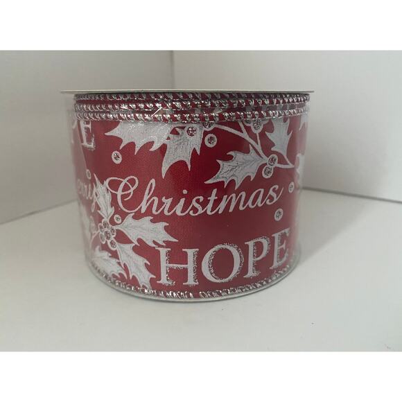 Red Noel Joy Hope Merry Christmas Script Wired Ribbon 9 Feet 2.5” Holiday Decor - Picture 5 of 7